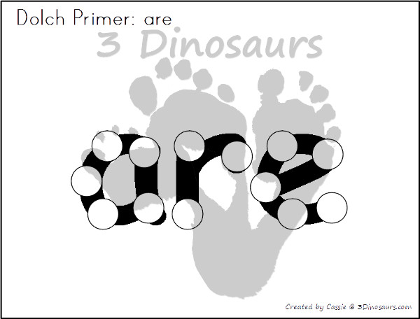 Free Primer & First Grade Sight Word Dot Marker - all 52 primer and 41 first grade sight words - 3Dinosaurs.com