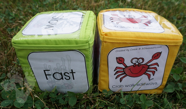 Free Crab Walk Gross Motor Dice -  3 movements with speed dice included with dice and dice inserts - 3Dinosaurs.com