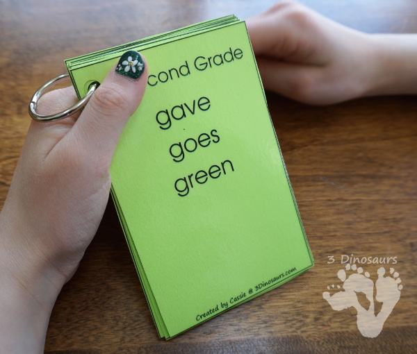 Free Dolch Sight Word Second Grade Wall Cards - word sorted by letter - 3Dinosaurs.com