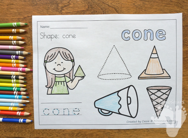 3D Shape Coloring Pages Selling Set - with 14 pages of printables with 3D shapes for kids to learn. - 3Dinosaurs.com