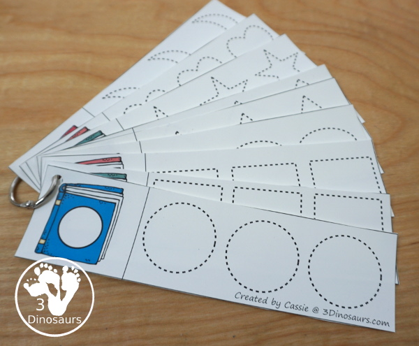 Book Activity Pack: Shapes - tracing strips for the 9 shapes in the set - 3Dinosaurs.com