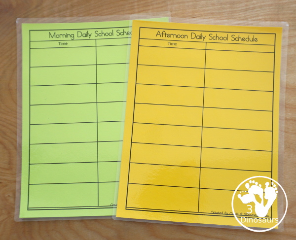 Free Daily Visual School Schedule for Remote, Hybrid, or At Home Learning - with three schedules, visual cards and time cards to use with the sets with a mix of ways to use the schedules - 3Dinosaurs.com