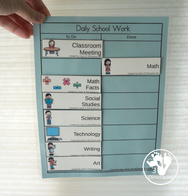 Free Daily Visual School Schedule for Remote, Hybrid, or At Home Learning - with three schedules, visual cards and time cards to use with the sets with a mix of ways to use the schedules- 3Dinosaurs.com