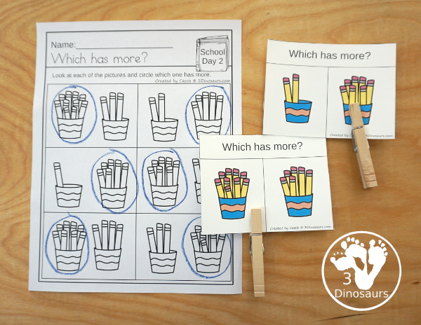 No-Prep & Hands-On School Themed Weekly Packs for Kindergarten with 5 days of activities to do  with hands-on and no-prep that match up for each day  with addition, subtraction, sight words and CVC words - 3Dinosaurs.com