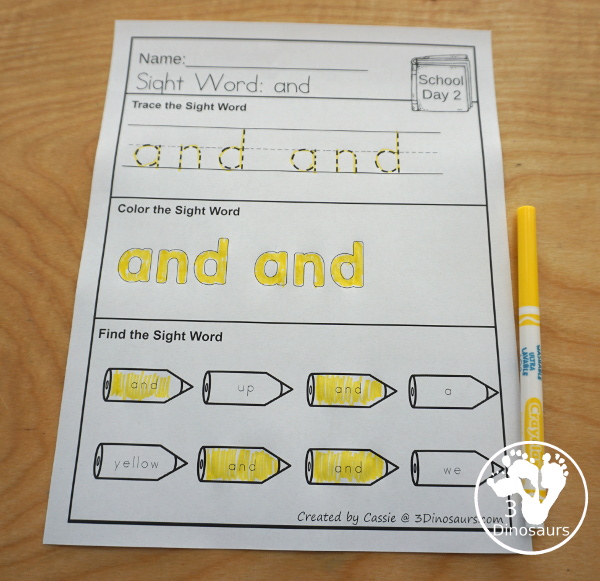 No-Prep & Hands-On School Themed Weekly Packs for Kindergarten with 5 days of activities to do  with hands-on and no-prep that match up for each day  with addition, subtraction, sight words and CVC words - 3Dinosaurs.com