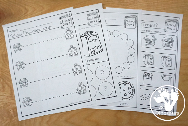 No-Prep & Hands-On School Themed Weekly Packs for PreK  with 5 days of activities to do  with hands-on and no-prep that match up for each day - 3Dinosaurs.com