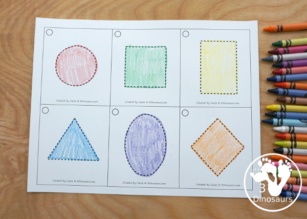 Free 2D Shape Tracing Cards - you have 12 shapes to trace with two options for the tracing - 3Dinosaurs.com