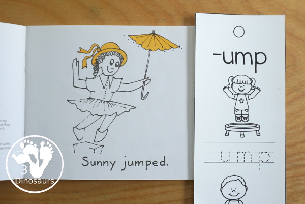 CVCC Word Family Coloring Bookmarks - fun picture bookmarks for kids to work on CVCC words with the CVCC ending two pictures with coloring, tracin and writing for the words - 3Dinosaurs.com