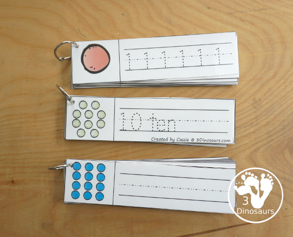 Free Number Tracing Strips 1 to 20 -  with three tracing strips options with tracing number only, number and digit and writing number all focused on numbers 1 to 20 - 3Dinosaurs.com