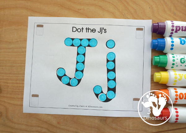 Romping & Roaring J Pack Letter Pack: J is for Jar - a letter J pack that has prewriting, finding letters, tracing letters, coloring pages, shapes, puzzles and more - 3Dinosaurs.com