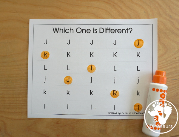 Free Romping & Roaring JKL Review Pack - with letter j, letter k, and letter l printables for reviewing the three letters with tracing, puzzles, coloring pages, finger puppets, game and more- 3Dinosaurs.com