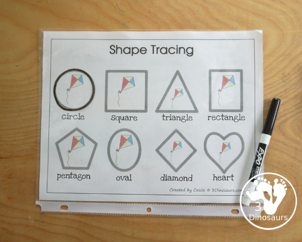 Free Romping & Roaring K Pack Letter Pack: K is for Kite - a letter k pack that has prewriting, finding letters, tracing letters, coloring pages, shapes, puzzles and more - 3Dinosaurs.com