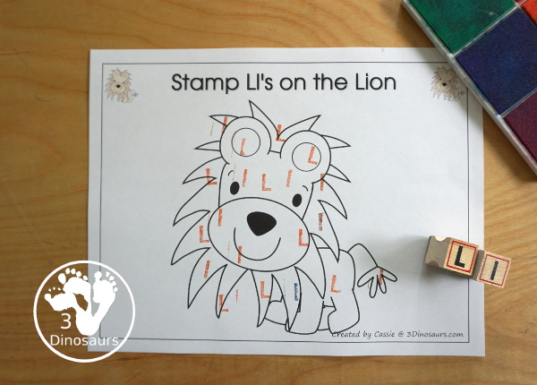 Free Romping & Roaring L Pack Letter Pack: L is for Lion - a letter l pack that has prewriting, finding letters, tracing letters, coloring pages, shapes, puzzles and more - 3Dinosaurs.com