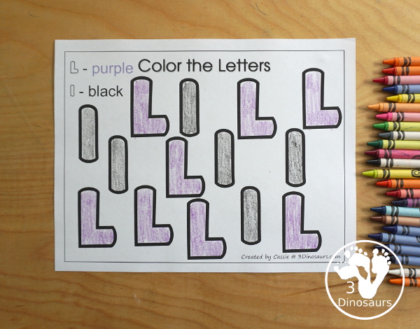 Free Romping & Roaring L Pack Letter Pack: L is for Lion - a letter l pack that has prewriting, finding letters, tracing letters, coloring pages, shapes, puzzles and more - 3Dinosaurs.com