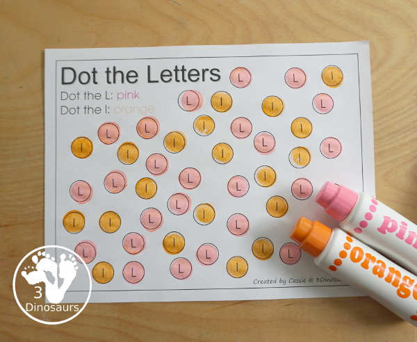 Free Romping & Roaring L Pack Letter Pack: L is for Lion - a letter l pack that has prewriting, finding letters, tracing letters, coloring pages, shapes, puzzles and more - 3Dinosaurs.com