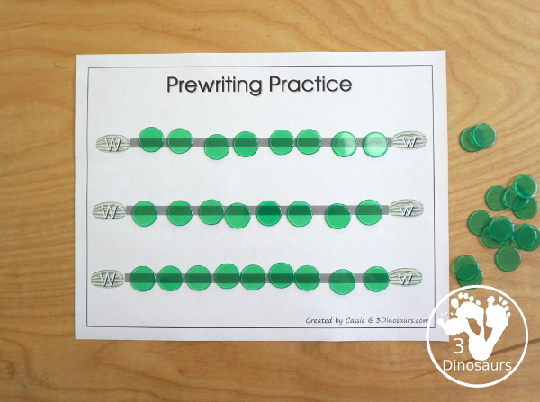 Free Romping & Roaring W Pack: Letter W is for Watermelon  - a letter W pack that has prewriting, finding letters, tracing letters, coloring pages, shapes, puzzles and more - 3Dinosaurs.com