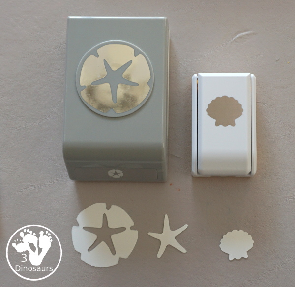 Beach Wreath Craft for Kids - a super easy to make beach craft with a wreath and shells kids can color and punch out to make the beach wreath. - 3Dinosaurs.com