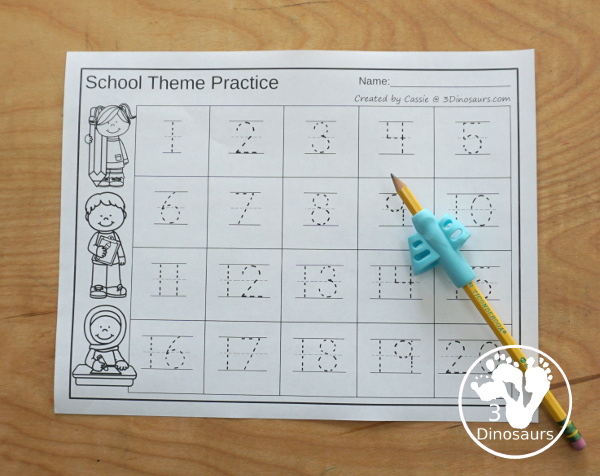No-Prep School ABC, Numbers & Shapes - with 30 pages of morning work for kindergarten age kids to work on shapes, letters, and numbers. You have a mix of activities on each page - 3Dinosaurs.com