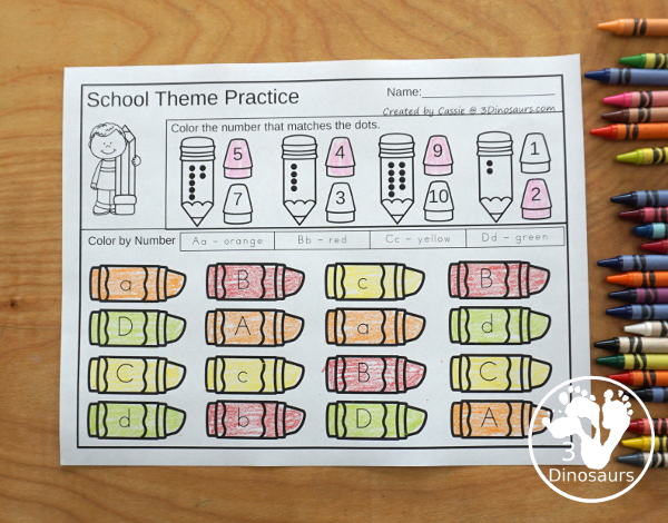 No-Prep School ABC, Numbers & Shapes - with 30 pages of morning work for kindergarten age kids to work on shapes, letters, and numbers. You have a mix of activities on each page - 3Dinosaurs.com