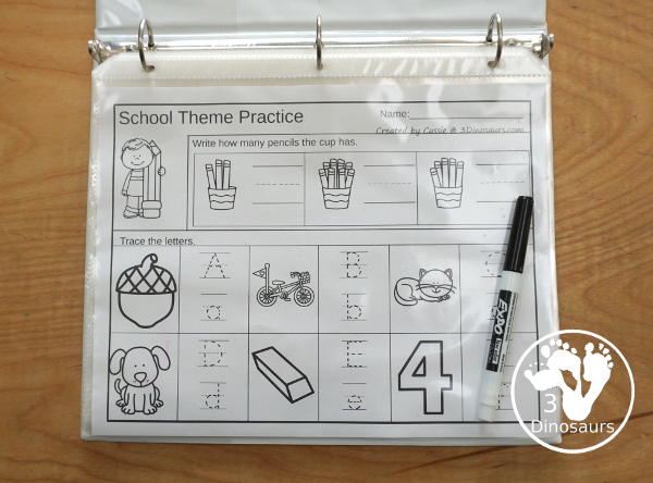 No-Prep School ABC, Numbers & Shapes - with 30 pages of morning work for kindergarten age kids to work on shapes, letters, and numbers. You have a mix of activities on each page - 3Dinosaurs.com