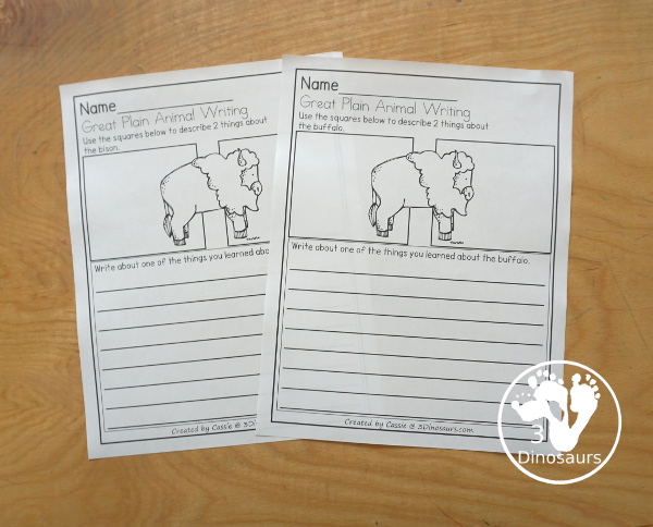 Buffalo & Bison Writing & Acrostic Poems with - with two themed writing activities for the bison and buffalo for the two words used in the book Buffalo Before Breakfast - 3Dinosaurs.com