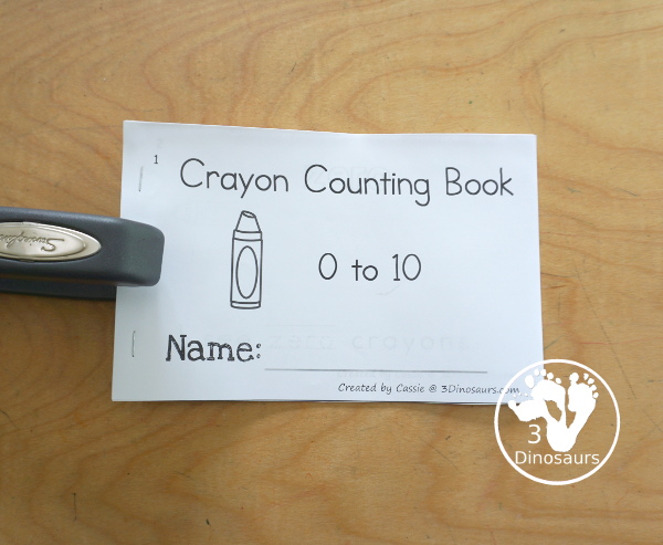 Free Crayon Count & Color - with numbers 0 to 10 with 10 color words in the easy reader book. You can count and then color the crayons with the color for the page. -  3Dinosaurs.com