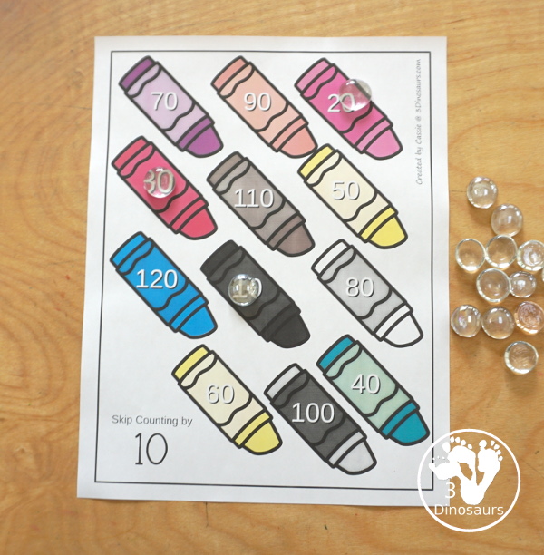 Crayon Skip Counting Set - Skip Counting 2 to 12 - A great way to work on skip counting with different activities from skip counting worksheets, skip counting puzzles, skip counting task cards, skip counting number lines and more. All with a fun crayon theme for school. - 3Dinosaurs.com