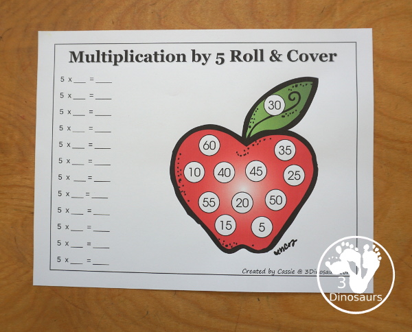 Apple Multiplication Roll & Cover has multiplication 1 to 12 and 1 to 15 with two options of equations for each set.- 3Dinosaurs.com