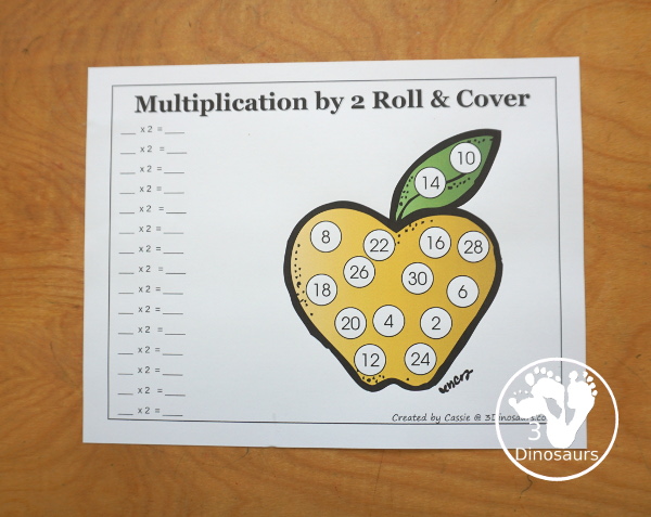 Apple Multiplication Roll & Cover has multiplication 1 to 12 and 1 to 15 with two options of equations for each set.- 3Dinosaurs.com