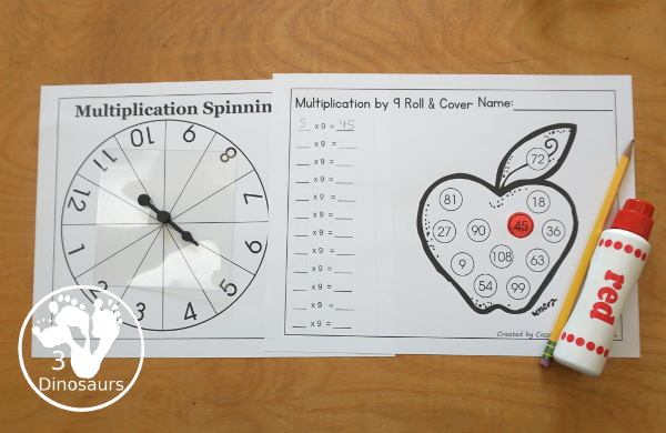 Apple Multiplication Roll & Cover has multiplication 1 to 12 and 1 to 15 with two options of equations for each set.- 3Dinosaurs.com