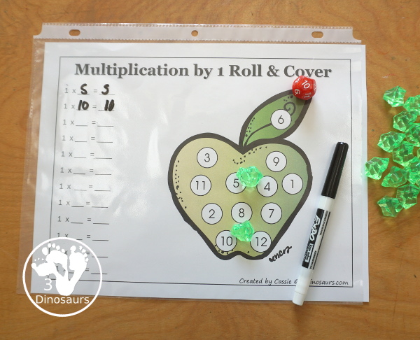 Apple Multiplication Roll & Cover has multiplication 1 to 12 and 1 to 15 with two options of equations for each set.- 3Dinosaurs.com
