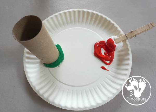Paper Roll Painted Apple Tree - a simple apple painting for kids for a fun apple craft you can make during the fall. It is a great mixed media painting as well. - 3Dinosaurs.com