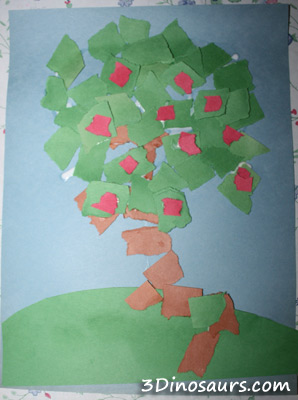 Torn Paper Apple Trees - simple trees made from torn paper to make a fun apple tree for the fall.