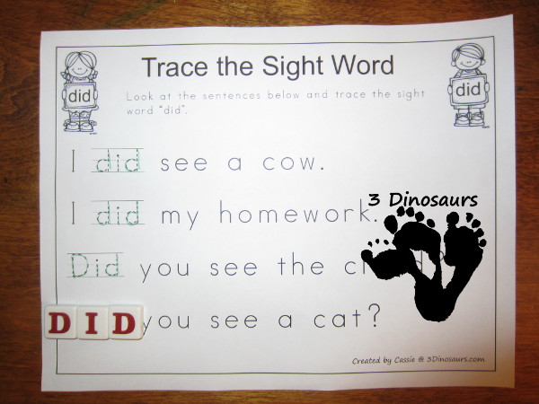 Romping & Roaring Primer Sight Words: Trace the Sight Word - 3Dinosaurs.com