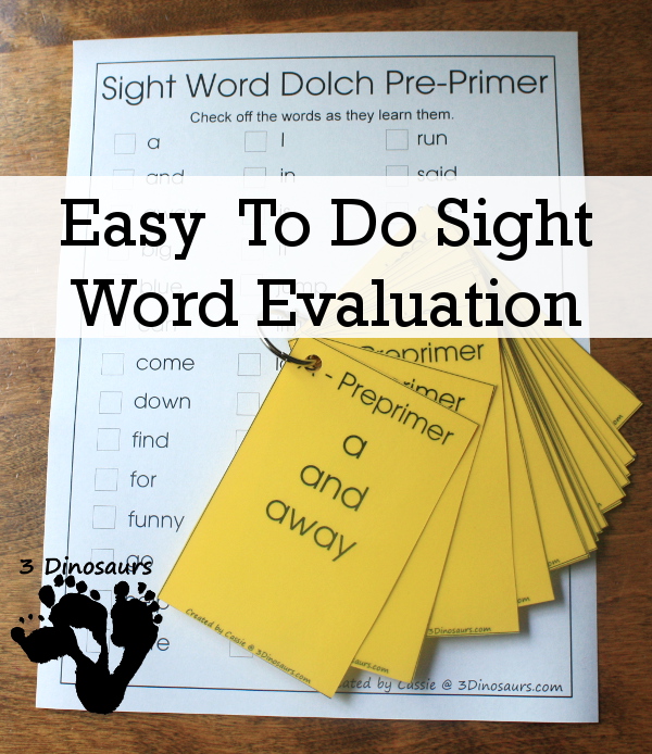 Easy To Do Sight Word Evaluation  - 3Dinosaurs.com
