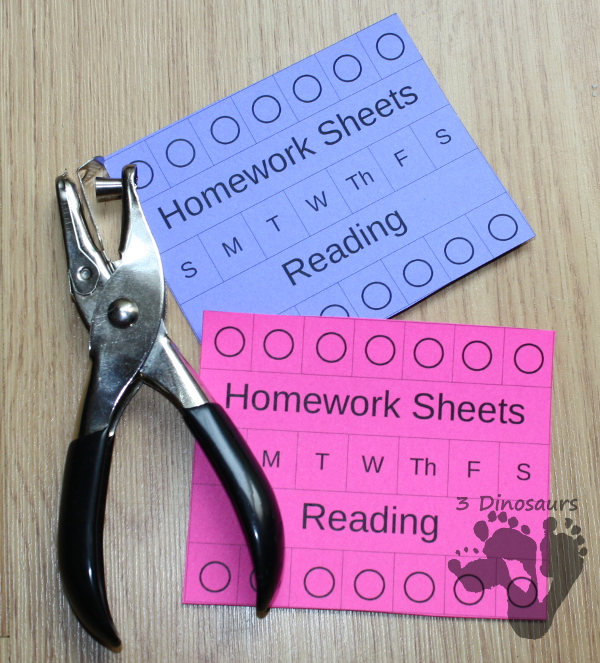 Managing Homework Ideas & Free Homework Punch Cards - 3Dinosaurs.com