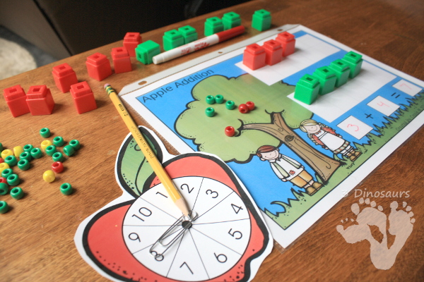 Free Apple Themed Addition & Subtraction Mats: adding or subtracting using numbers 1 to 10 - 3Dinosaurs.com