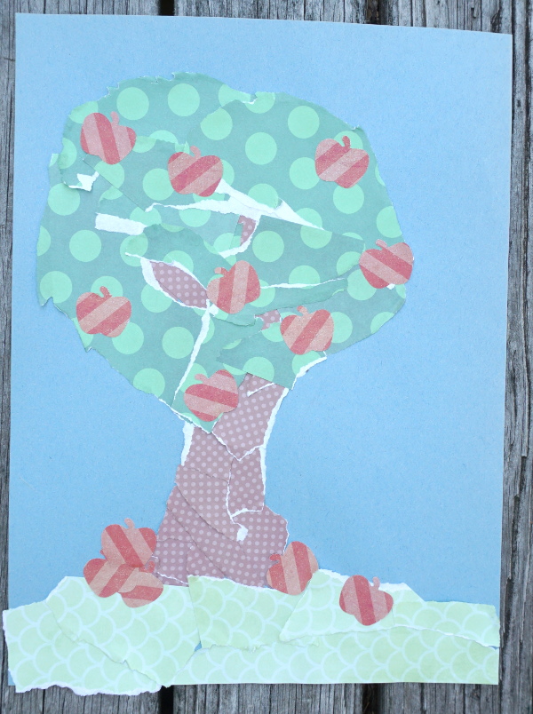 Torn Scrap Book Paper Apple Trees  - 3Dinosaurs.com