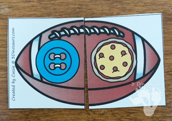 Free Football Shape Matching Puzzles - 12 different shapes for kids to match - 3Dinosaurs.com