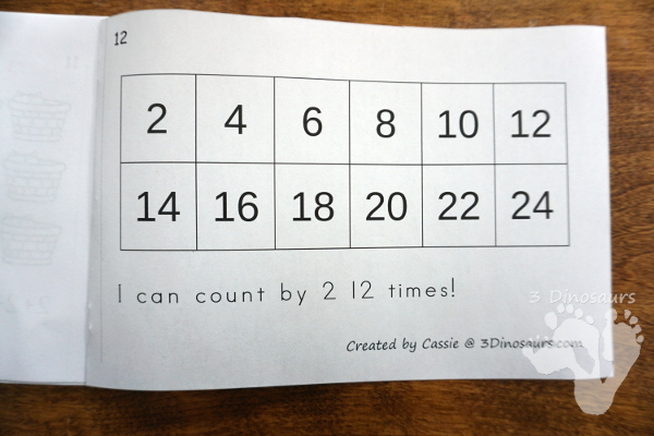 Free Skip Counting by 2 Apple Book - an easy book to work on groups of numbers by 2 - 3Dinosaurs.com