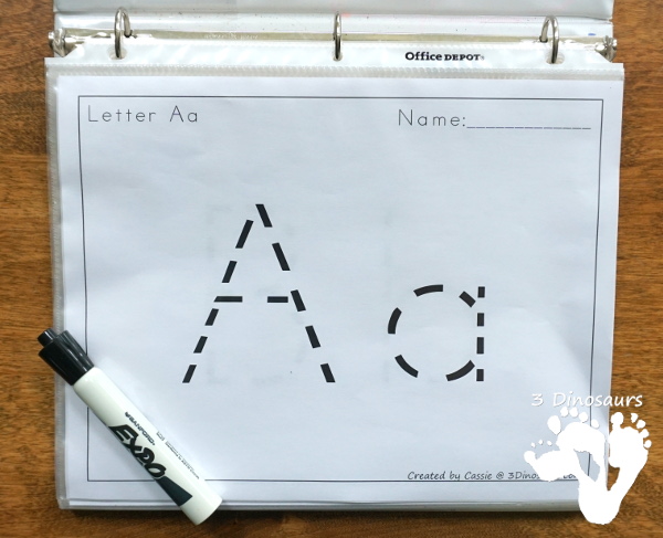 Free ABC Letter Tracing - all 26 letters of the alphabet with uppercase and lowercase letters together - 3Dinosaurs.com