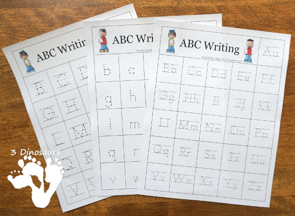 ABC 4 Piece Puzzles Set for all the letters of the alphabet - 3 puzzles options with uppercase only, lowercase only and uppercase and lowercase together - 3Dinosaurs.com