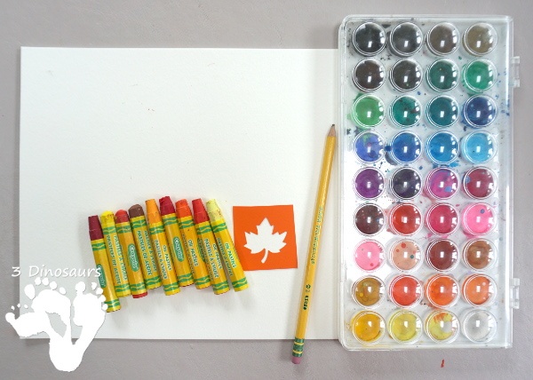 Fall Tree: Watercolor & Oil Pastels - a fun fall tree with blending of oil pastels and watercolors - 3Dinosaurs.com