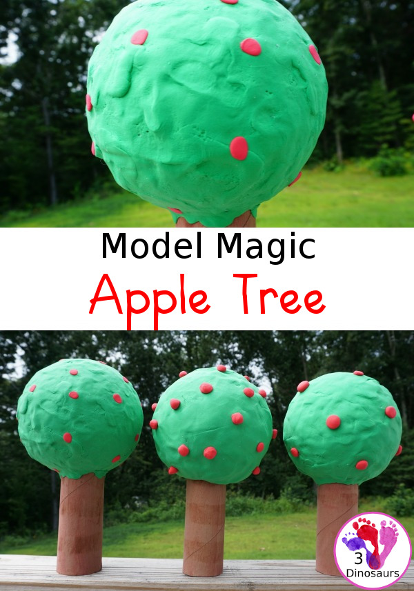 Model Magic Apple Tree - a great fall craft to make for any apple theme plus a fun way to work in fine motor - 3Dinosaurs.com