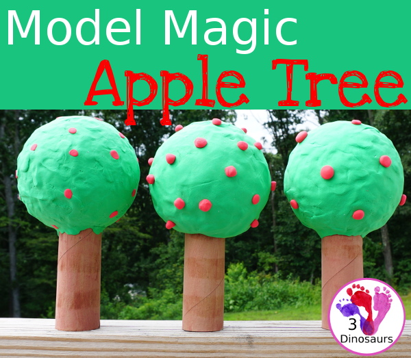 Model Magic Apple Tree - a great fall craft to make for any apple theme plus a fun way to work in fine motor - 3Dinosaurs.com