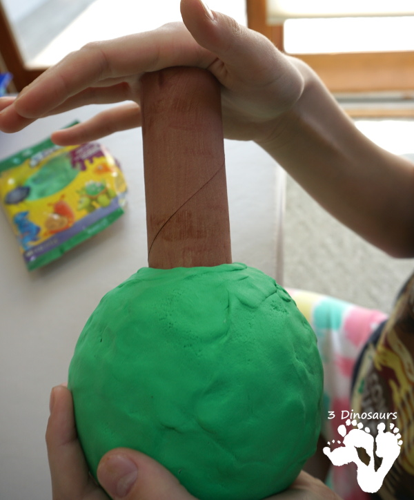 Model Magic Apple Tree - a great fall craft to make for any apple theme plus a fun way to work in fine motor - 3Dinosaurs.com