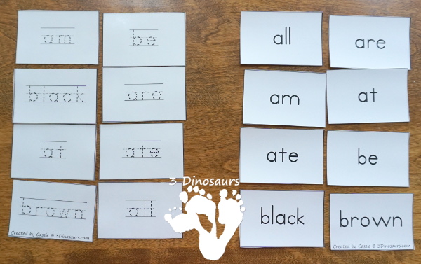 Free Tracing Sight Word Cards: All 220 Sight Words - 8 cards per page with them sorted by sight word lists - 3Dinosaurs.com
