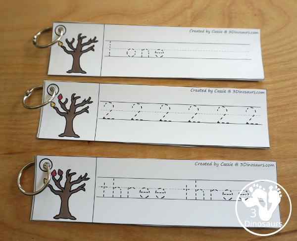 Leaf Activities Pack: Leaf Themed Number Easy Reader Book - with numbers 0 to 10  - there are three options for tracing the numbers - 3Dinosaurs.com