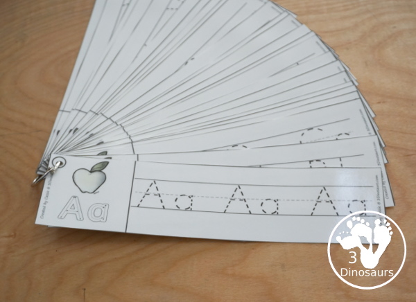 Free Apple Theme ABC Tracing Strips - with uppercase and lowercase together. You have fun kids with an apple plus you can see an example of how to trace the letters - 3Dinosaurs.com
