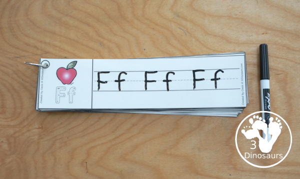 Free Apple Theme ABC Tracing Strips - with uppercase and lowercase together. You have fun kids with an apple plus you can see an example of how to trace the letters - 3Dinosaurs.com